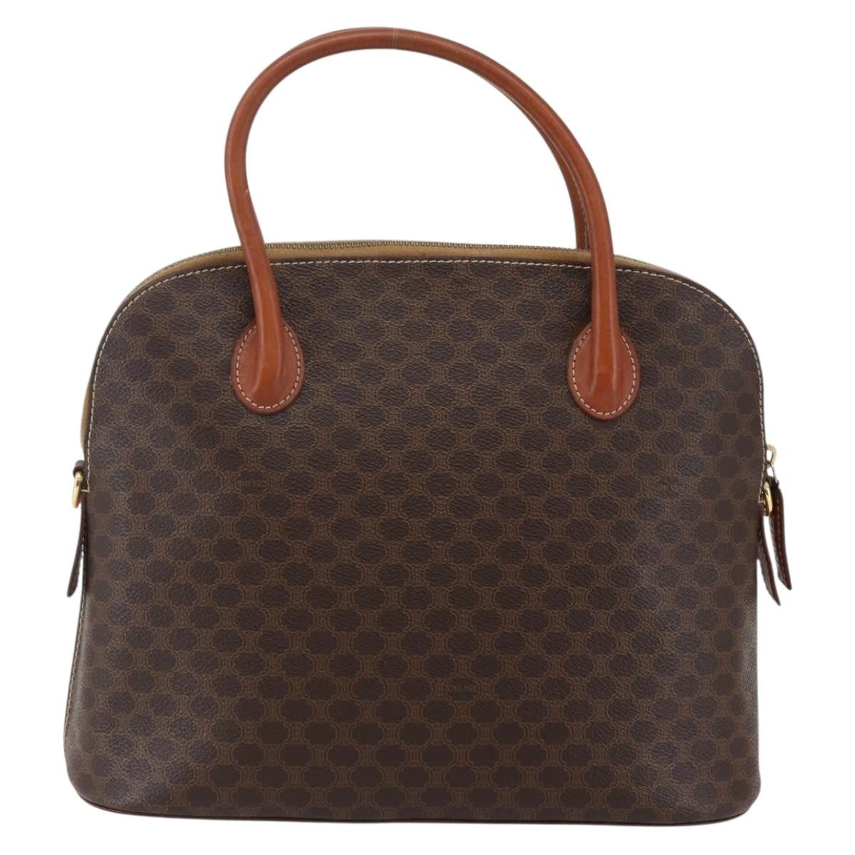 Celine Vintage Macadam Handbag Canvas Brown Canvas Handbag