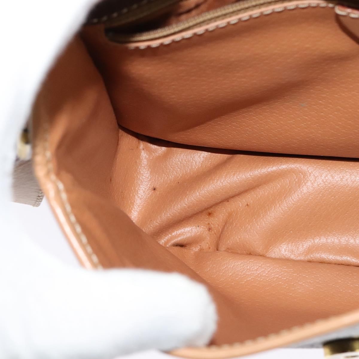 Celine Vintage Macadam Circle Logo Shoulder Bag Canvas And Leather Brown Canvas Shoulder Bag Bag