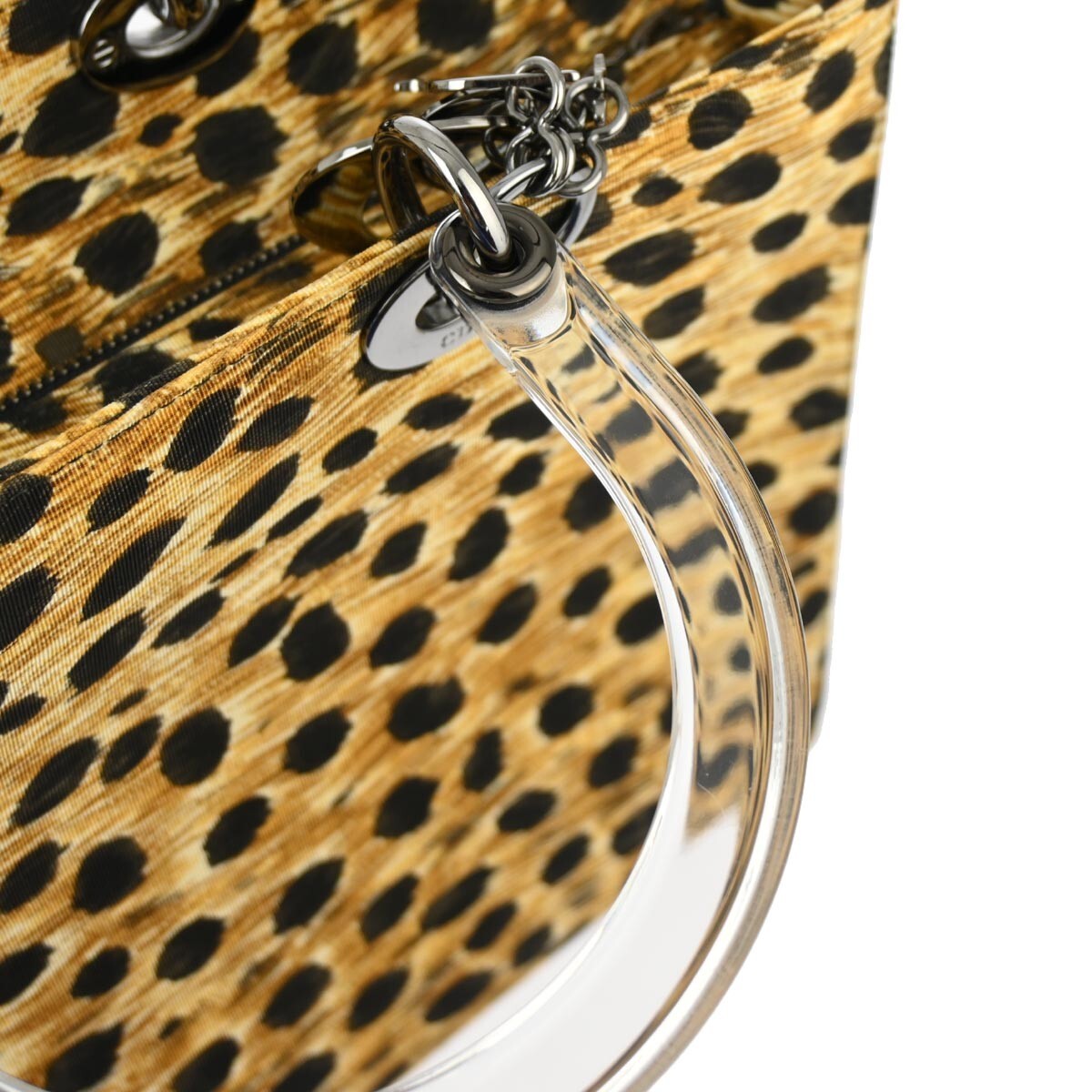 Christian Dior Vintage Lady Dior Bag Printed Canvas Yellow Canvas Handbag (Pre-Owned)