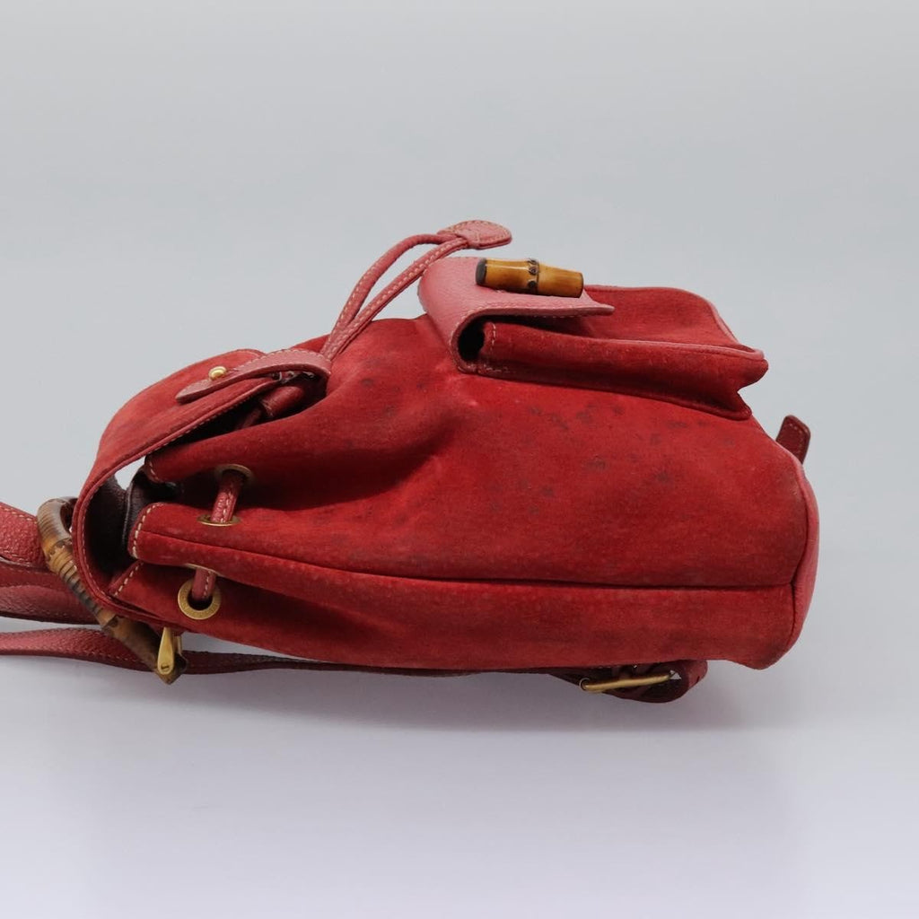 Gucci Gucci Bamboo Backpack Daim Red Suede Backpack Bag (Pre-Owned)