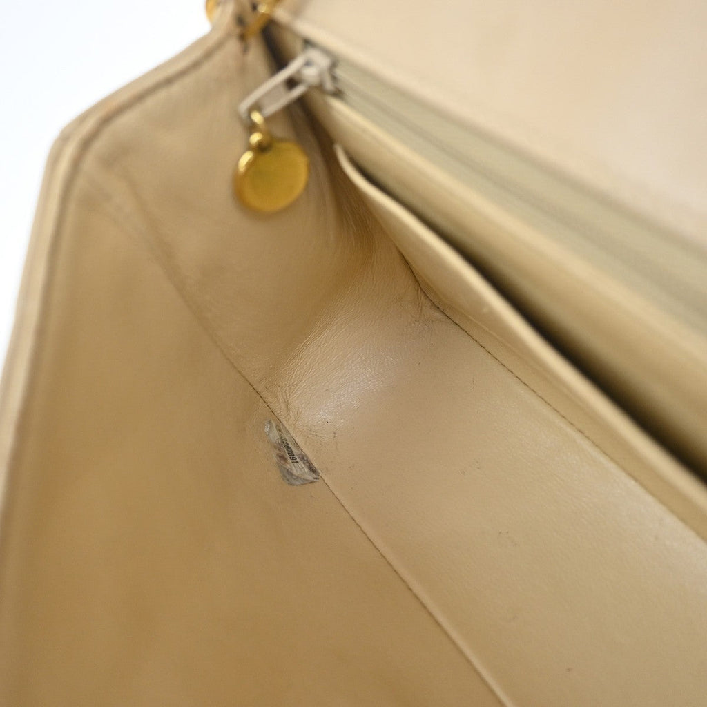 Chanel Diana Flap Bag Quilted Lambskin Beige Leather Shoulder Bag Bag