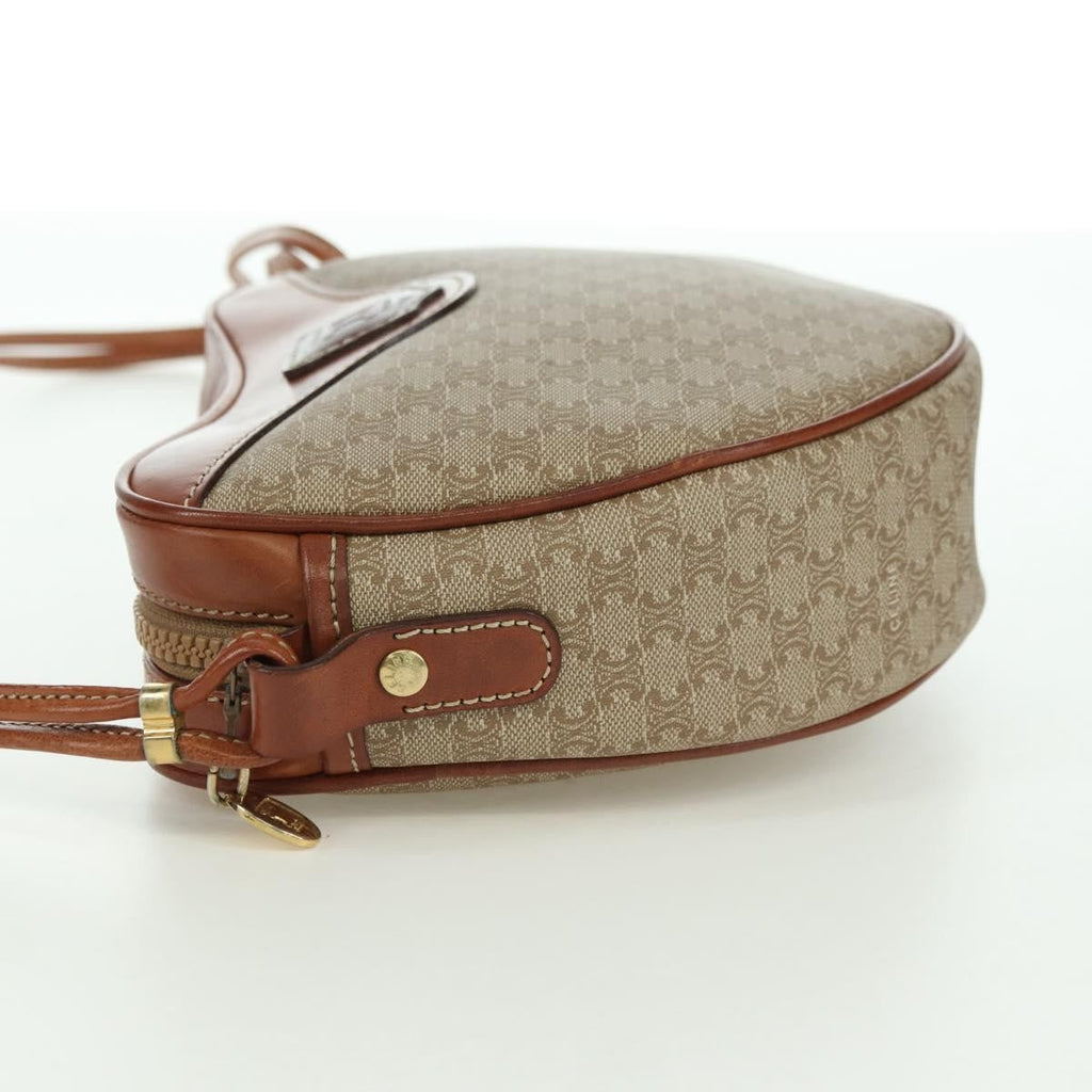 Celine Vintage Macadam Shoulder Bag Canvas And Leather Beige Canvas Shoulder Bag Bag