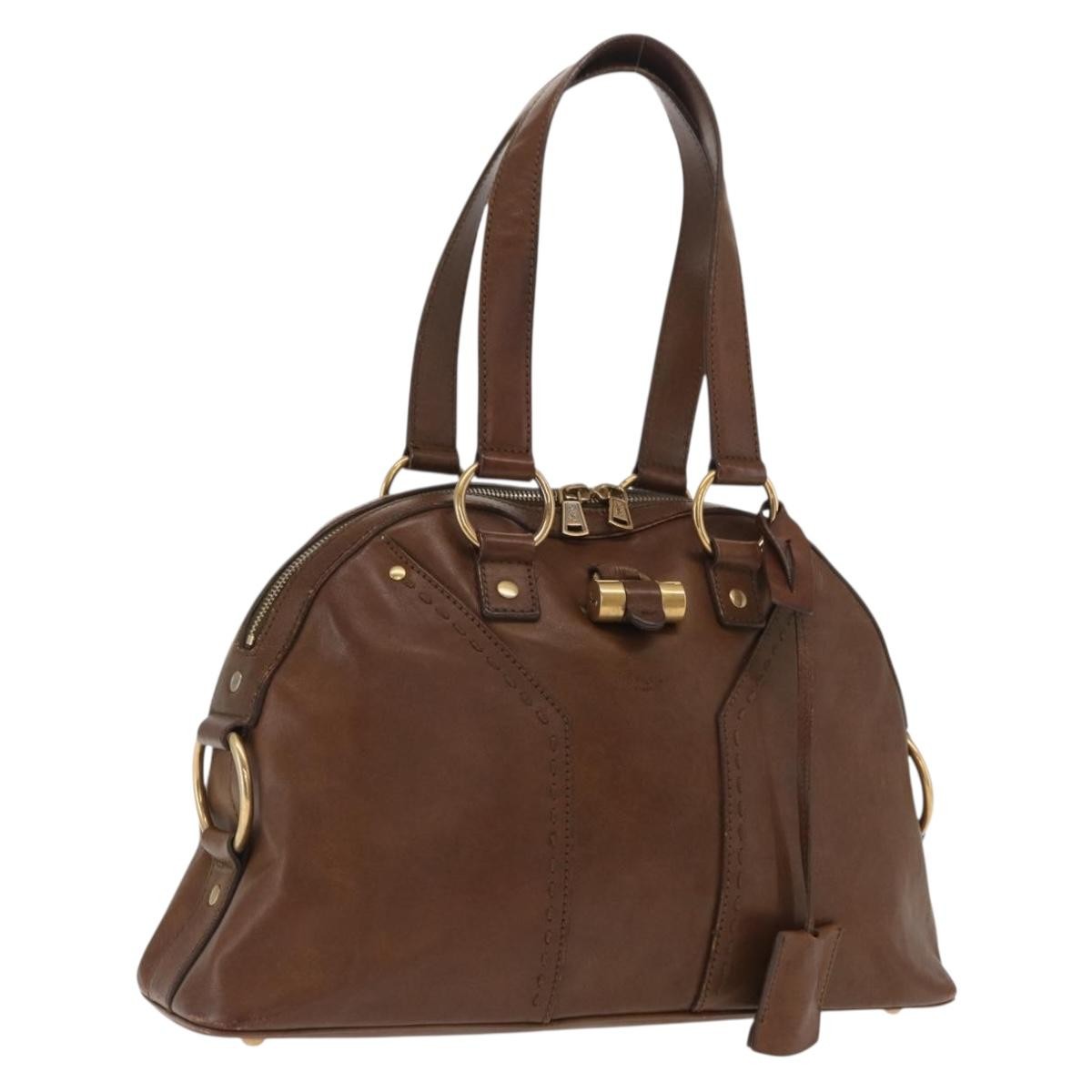 Saint Laurent Muse Dome Bag Leather Brown Leather Handbag (Pre-Owned)