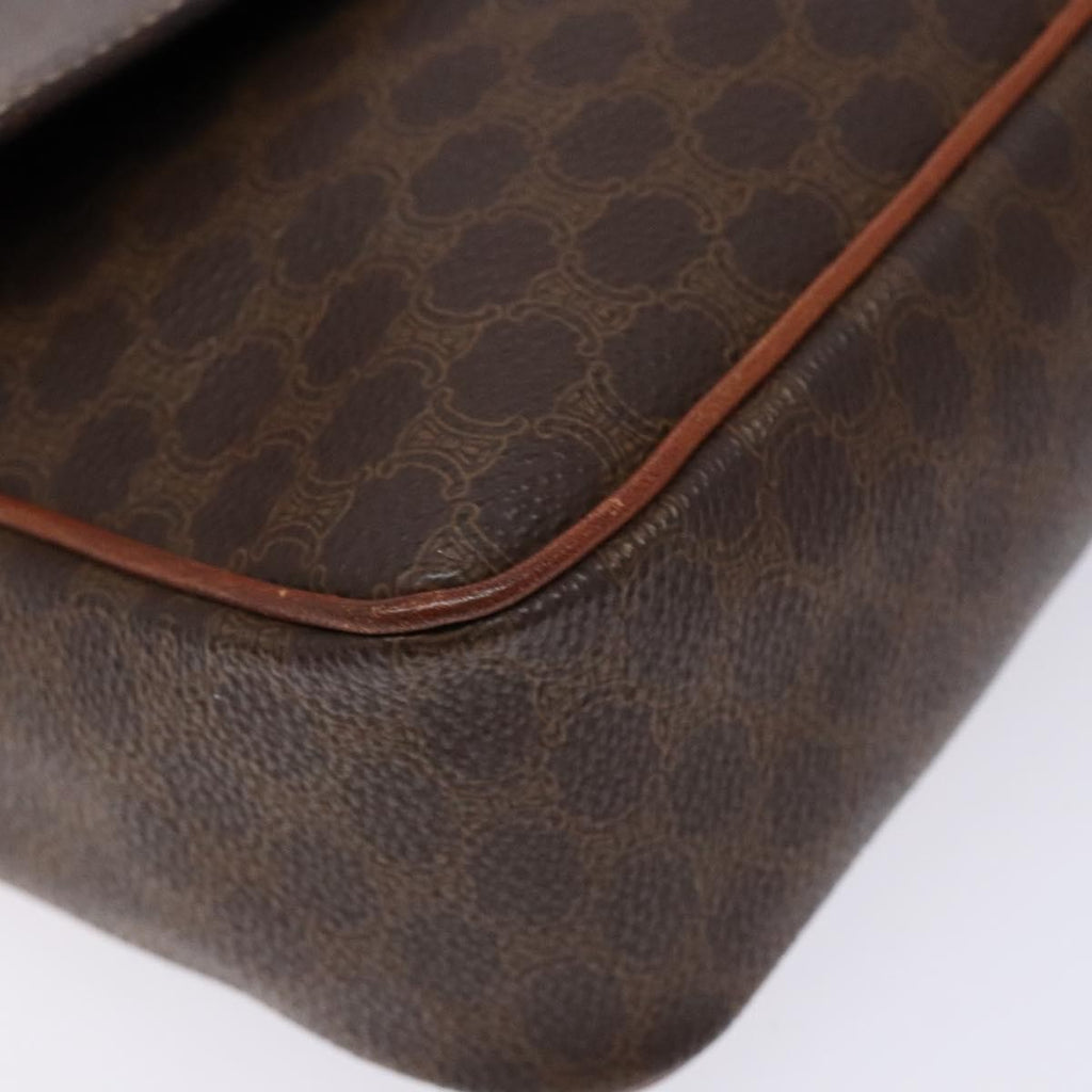 Celine Macadam Shoulder Bag Pvc Leather Brown Canvas Bag