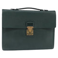 Louis Vuitton Serviette Kourad Briefcase Taiga Leather Green Leather Briefcase Bag