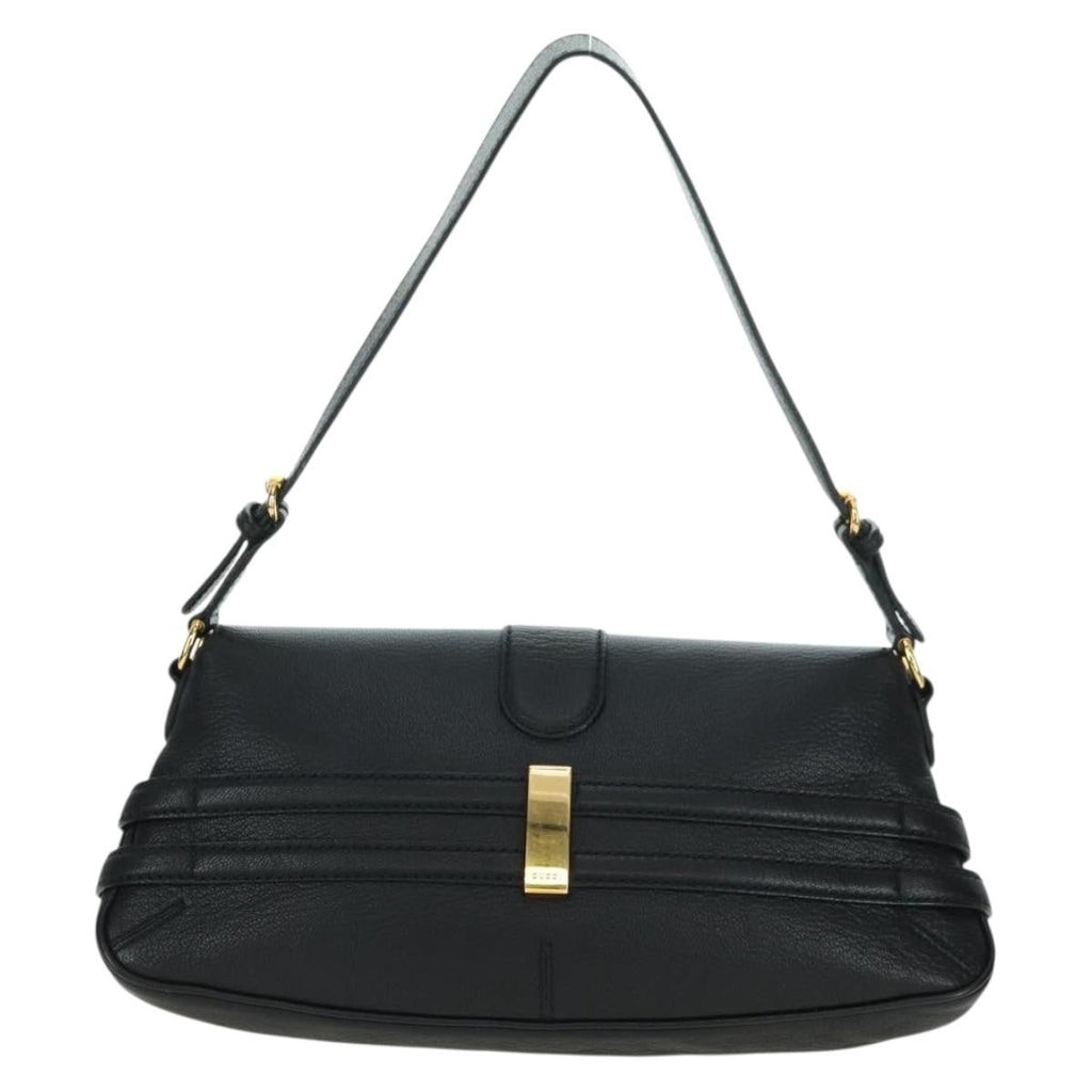 Gucci Horsebit Shoulder Bag Gg Canvas And Leather Black Leather Shoulder Bag Bag (Pre-Owned)