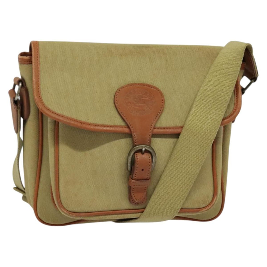 Burberry Front Pocket Messenger Bag Canvas Beige Canvas Shoulder Bag