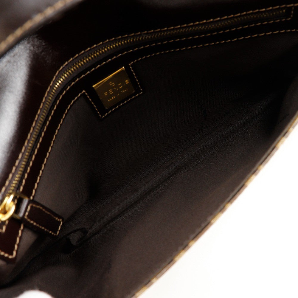 Fendi Zucchino Mamma Baguette Vinyl Brown Plastic Shoulder Bag Bag