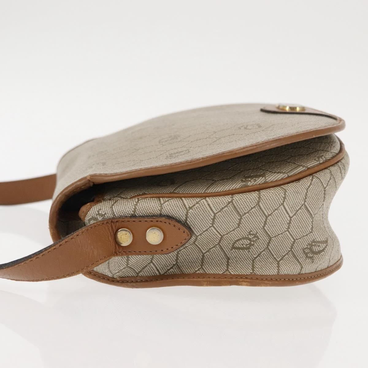 Christian Dior Vintage Honeycomb Flap Crossbody Bag Coated Canvas Beige Canvas Bag (Pre-Owned)