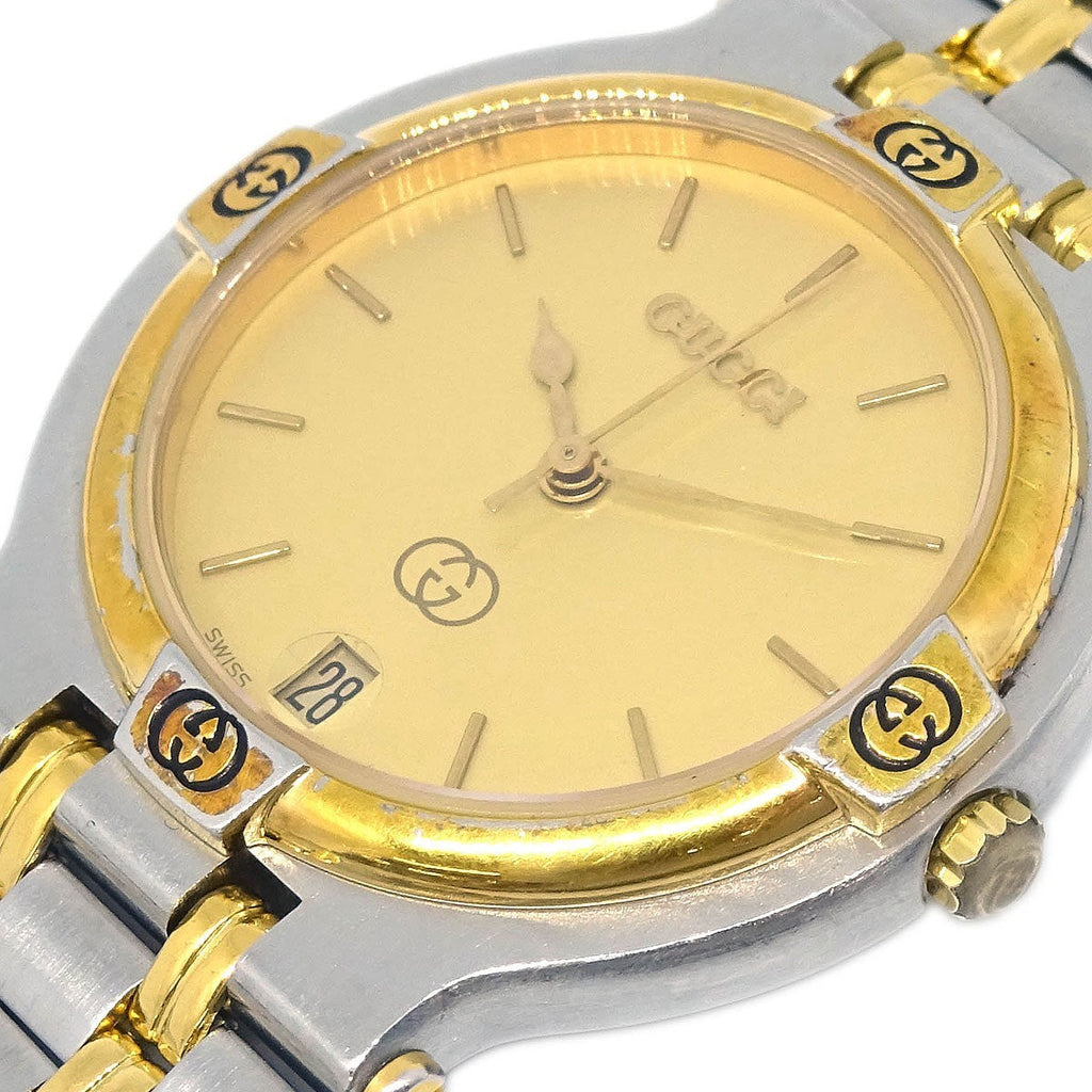Gucci 9000L Quartz Watch Stainless Steel With Plated Metal Watch (Pre-Owned)