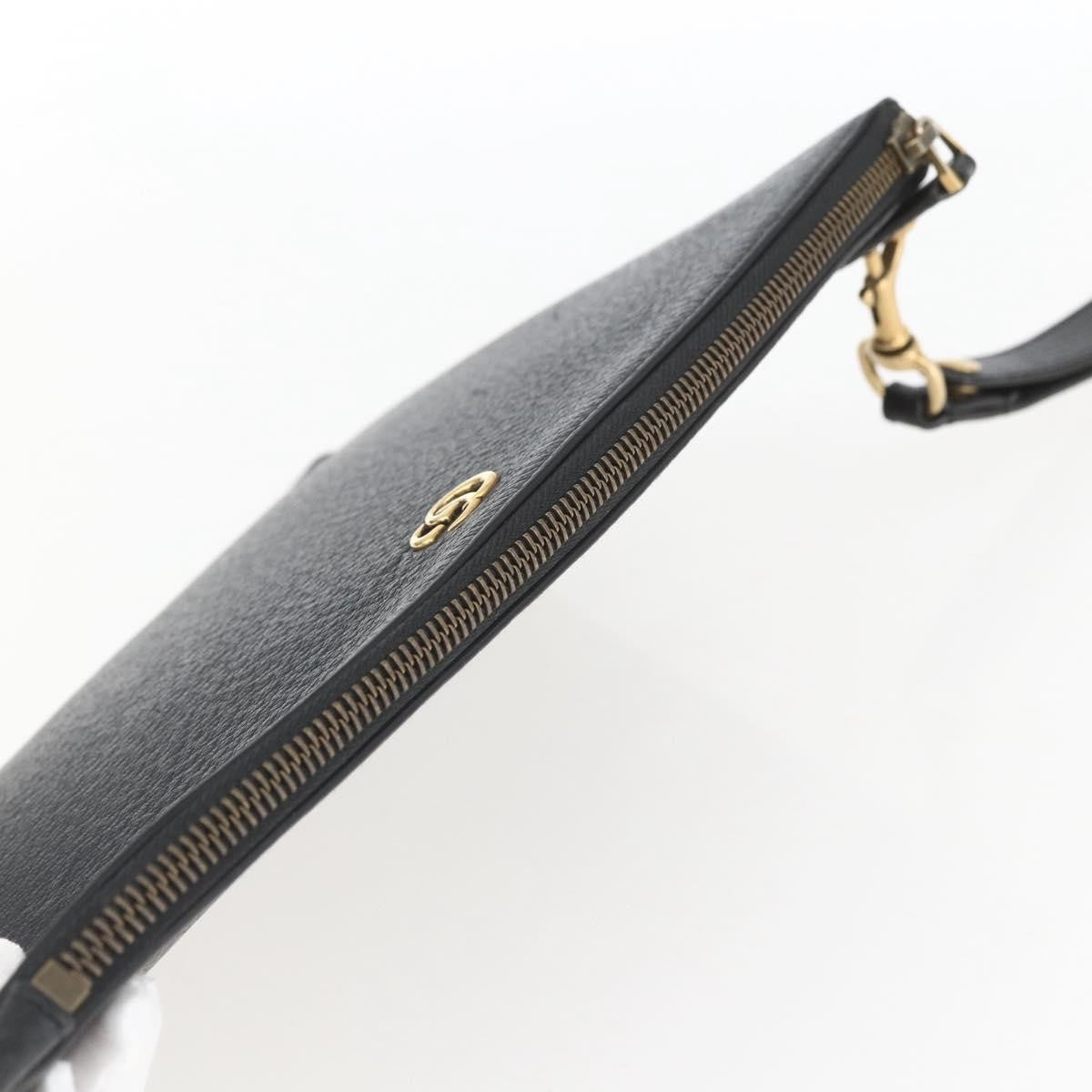 Gucci Gg Marmont Pouch Leather Black Leather Clutche & Pouche Bag (Pre-Owned)