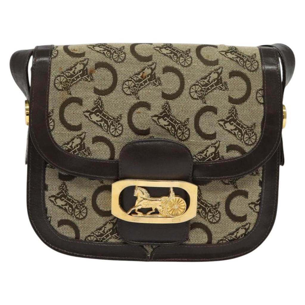 Celine C Sulky Shoulder Bag Canvas And Leather Beige Canvas Shoulder Bag Bag