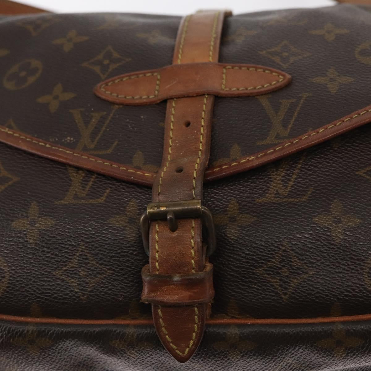 Louis Vuitton Saumur Handbag Monogram Canvas Brown Canvas Shoulder Bag
