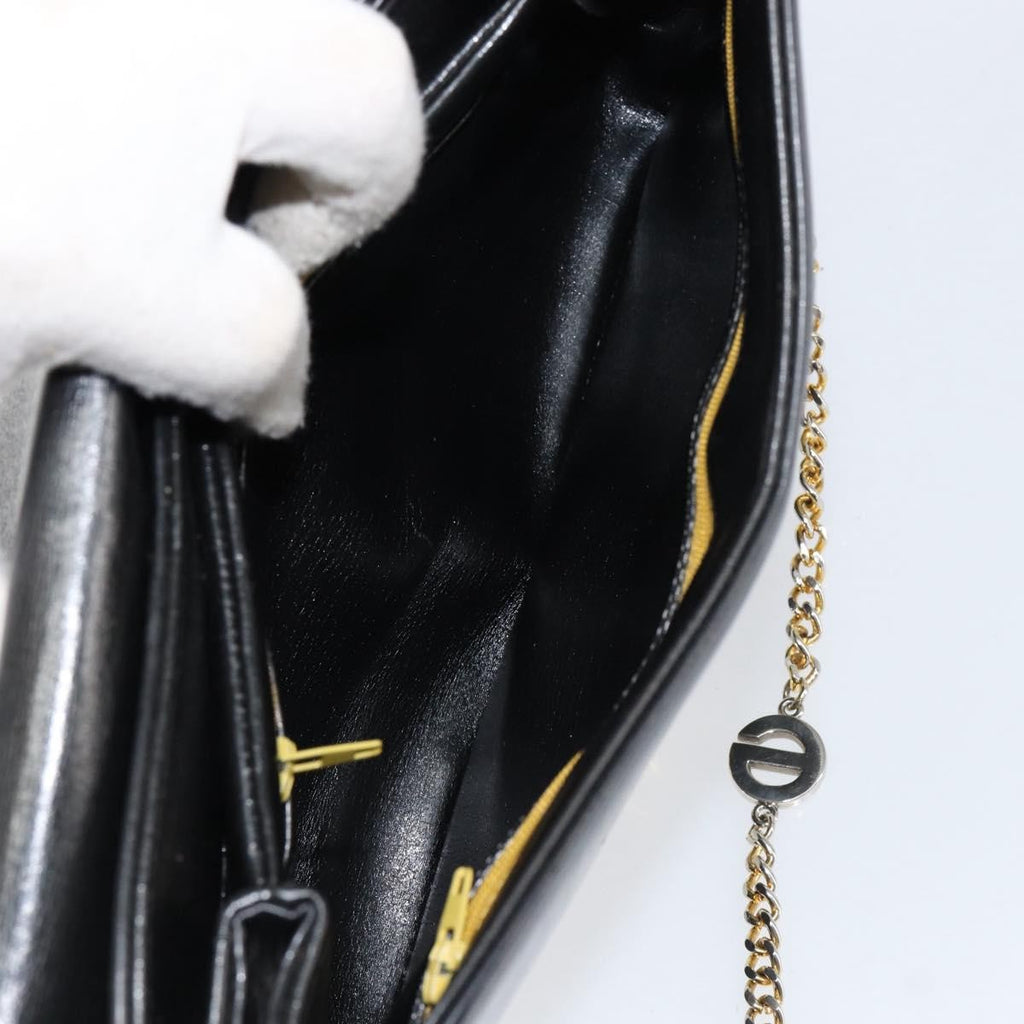 Christian Dior Vintage Chain Flap Shoulder Bag Leather Black Leather Shoulder Bag Bag (Pre-Owned)