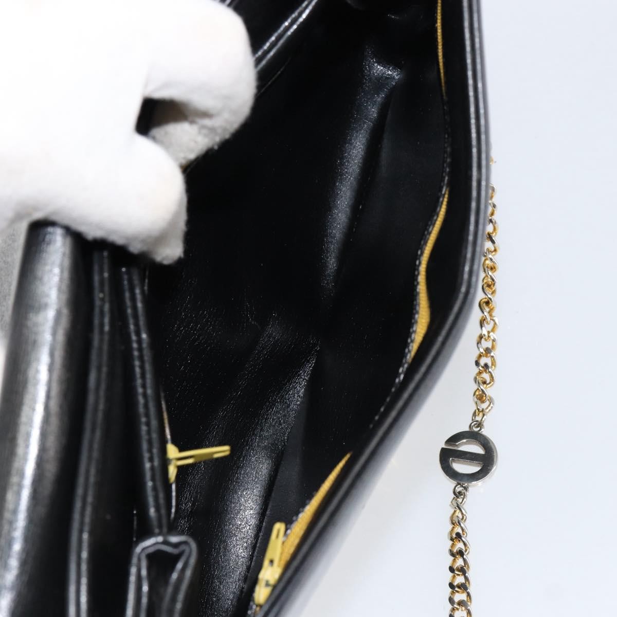 Christian Dior Vintage Chain Flap Shoulder Bag Leather Black Leather Shoulder Bag Bag (Pre-Owned)