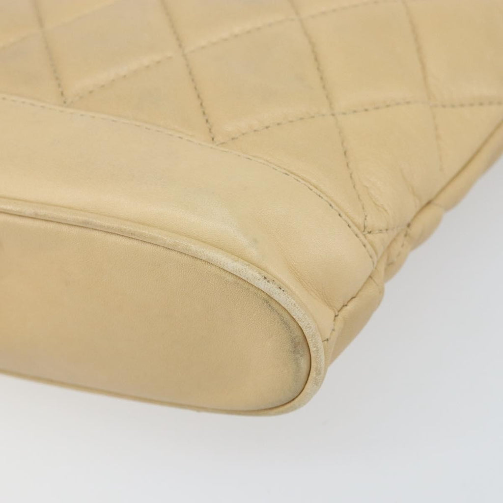Chanel Vintage Cc Chain Shopper Quilted Leather Beige Leather Shoulder Bag Bag