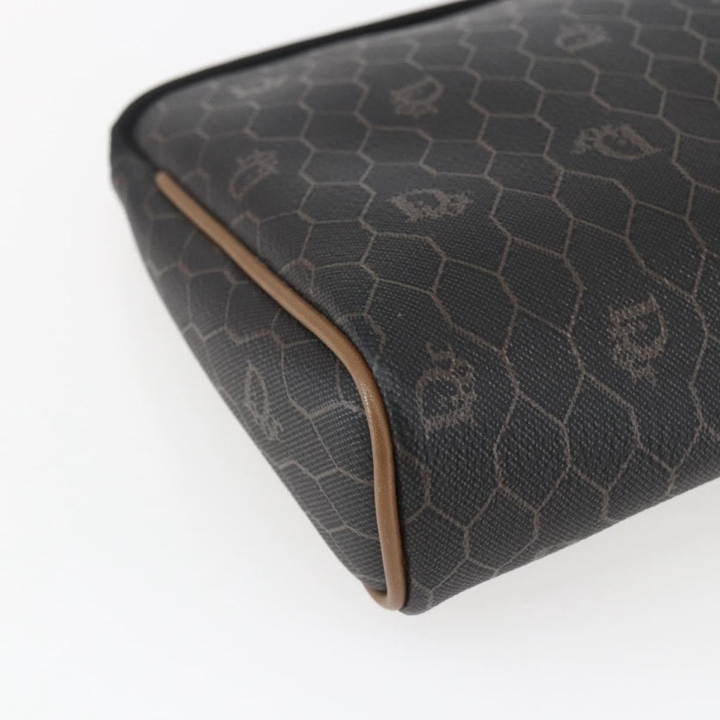 Christian Dior Vintage Honeycomb Zip Pouch Canvas And Leather Black Pvc Clutche & Pouche Bag (Pre-Owned)