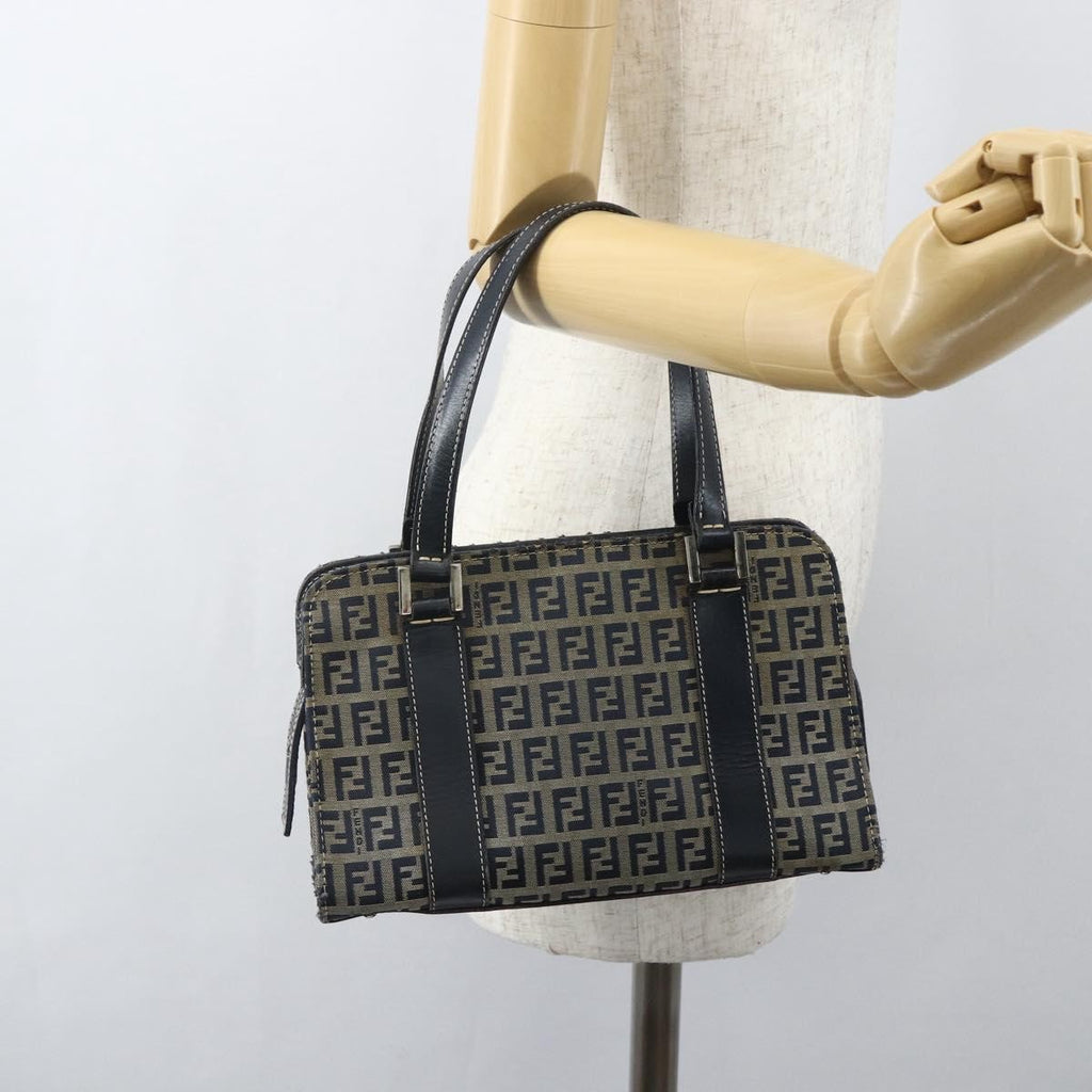 Fendi Vintage Satchel Zucchino Canvas Navy Canvas Handbag