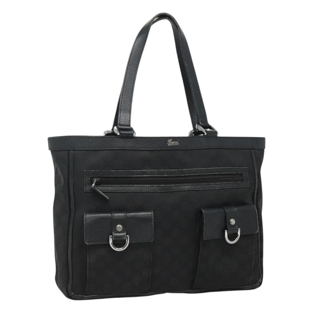 Gucci Abbey Pocket Tote Gg Canvas Black Canvas Tote Bag Bag (Pre-Owned)