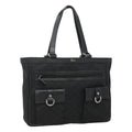 Gucci Abbey Pocket Tote Gg Canvas Black Canvas Tote Bag Bag (Pre-Owned)