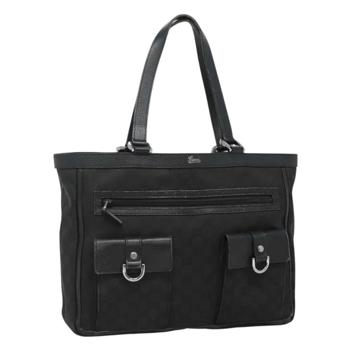 Gucci Abbey Pocket Tote Gg Canvas Black Canvas Tote Bag Bag (Pre-Owned)