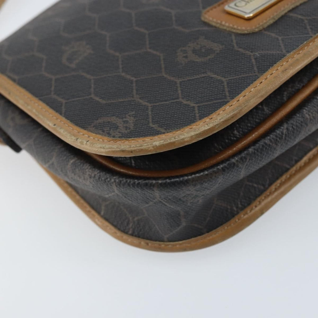 Christian Dior Vintage Honeycomb Flap Crossbody Bag Canvas And Leather Black Canvas Shoulder Bag Bag (Pre-Owned)