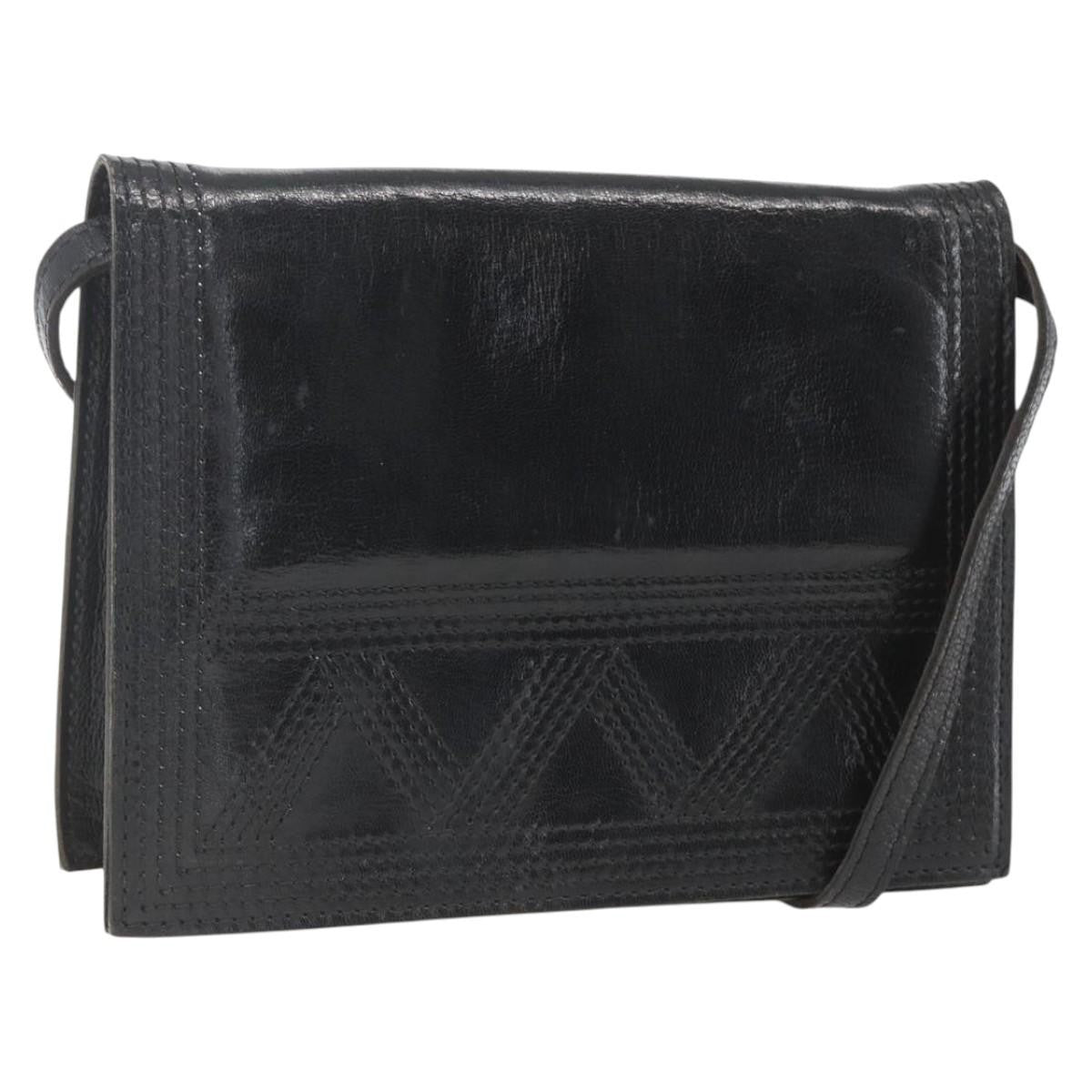 Saint Laurent Vintage Shoulder Bag Leather Black Leather Shoulder Bag Bag (Pre-Owned)
