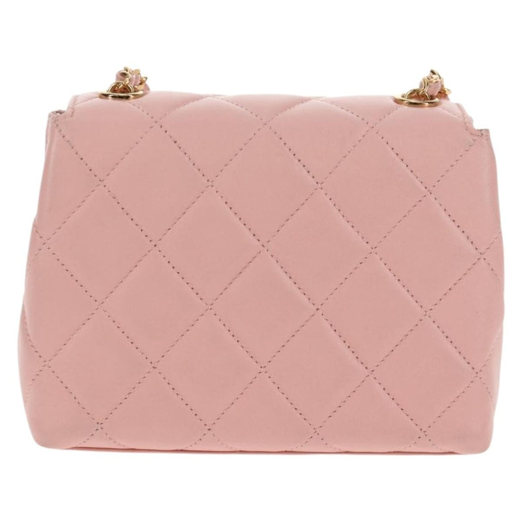Chanel Vintage Camellia Flap Bag Quilted Lambskin Pink Leather Bag