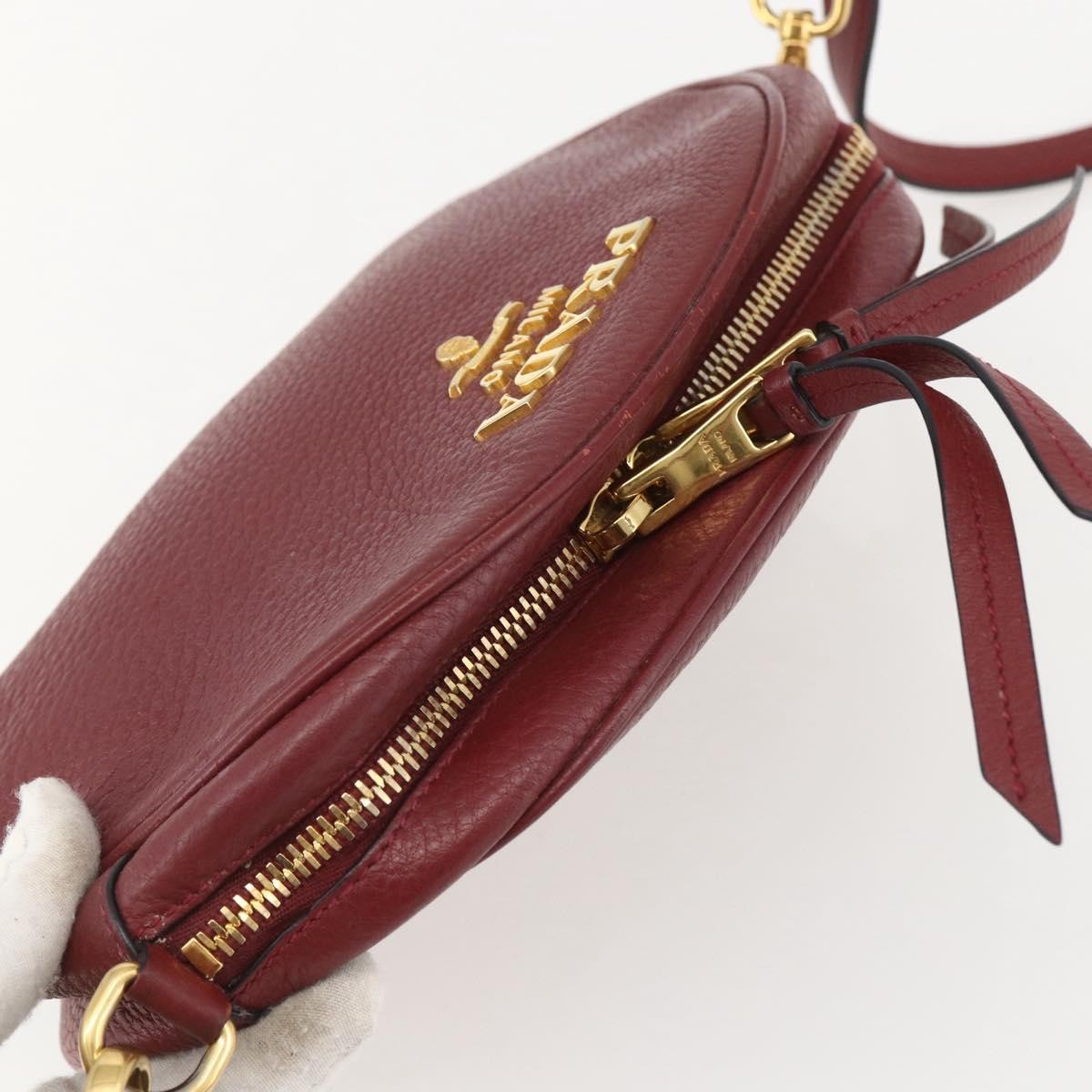 Prada Dual Strap Crossbody Bag Vitello Daino Burgundy Leather Shoulder Bag Bag