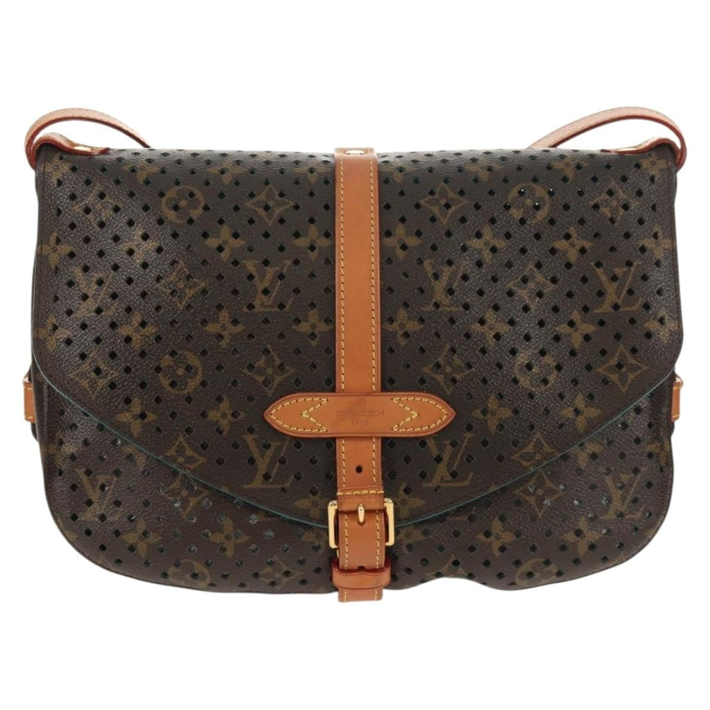 Louis Vuitton Flore Saumur Handbag Perforated Monogram Canvas Brown Canvas Shoulder Bag