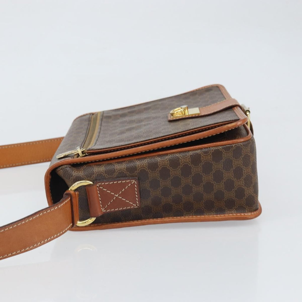Celine Vintage Macadam Shoulder Bag Canvas And Leather Brown Canvas Shoulder Bag Bag
