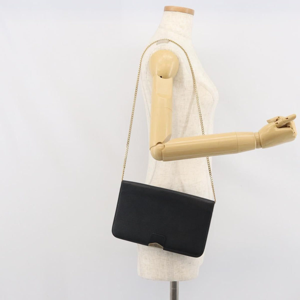Christian Dior Vintage Chain Flap Shoulder Bag Leather Black Leather Shoulder Bag Bag (Pre-Owned)