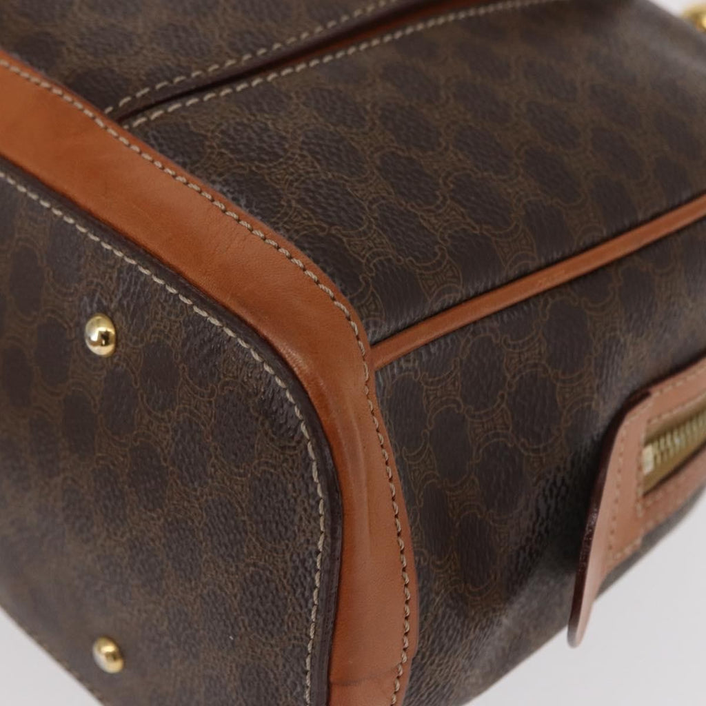 Celine Vintage Macadam Handbag Canvas And Leather Brown Canvas Handbag