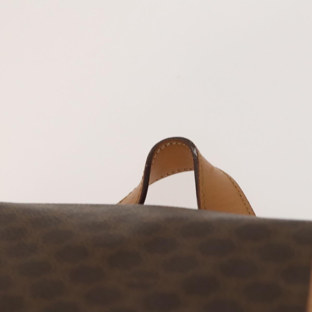 Celine Vintage Drawstring Flap Backpack Macadam Coated Canvas Brown Canvas Backpack Bag