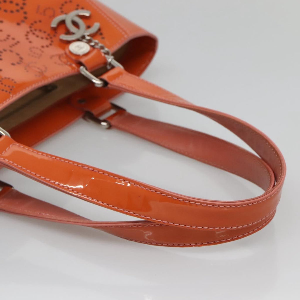 Chanel Cc No.5 Shopping Tote Perforated Patent Orange Patent_Leather Tote Bag Bag