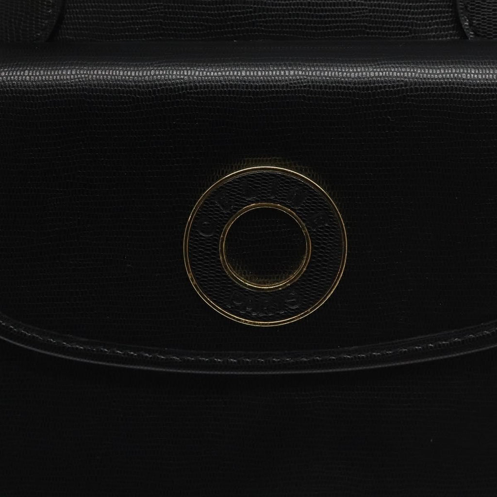 Celine Circle Logo Handbag Leather Black Leather Bag