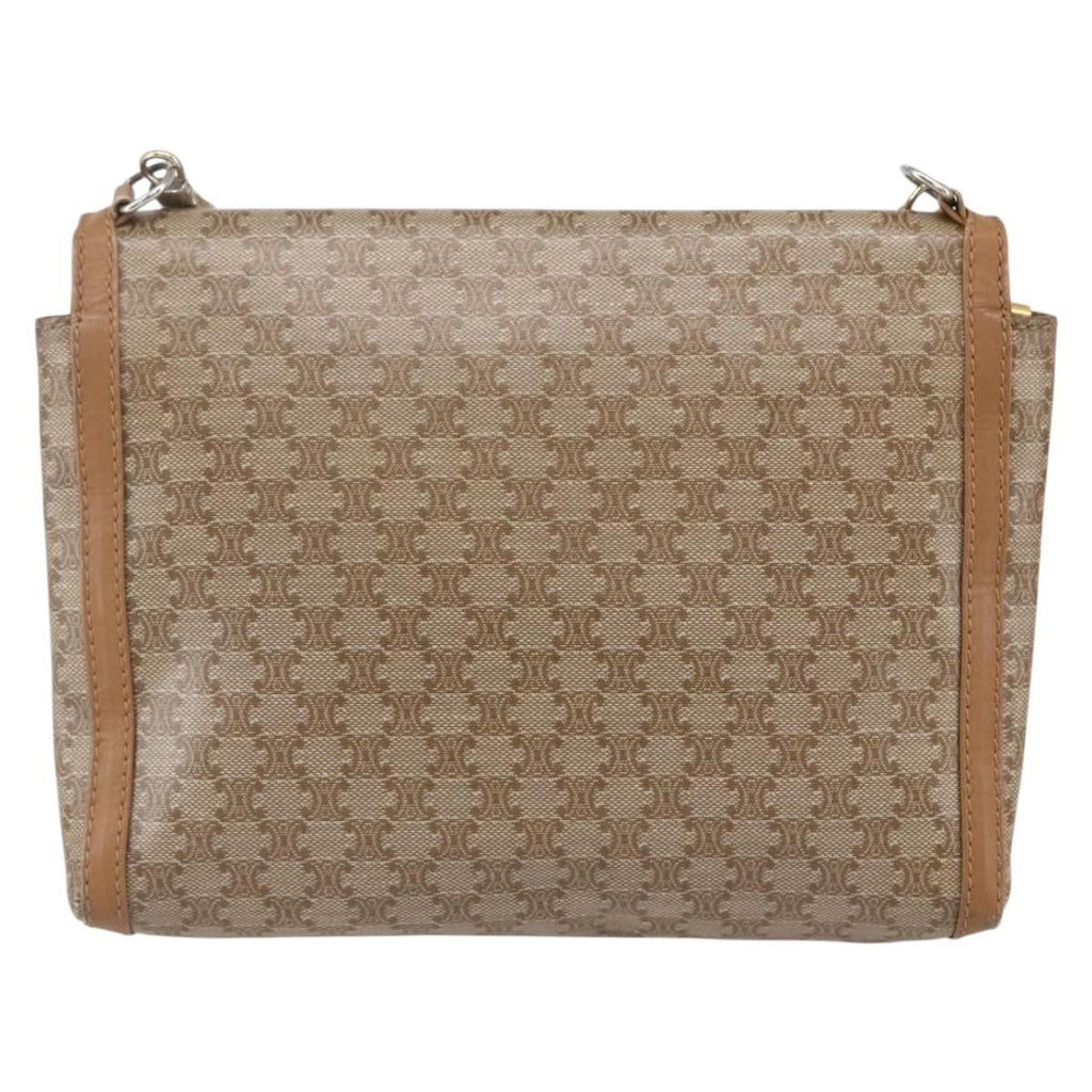 Celine Vintage Macadam Shoulder Bag Canvas And Leather Beige Canvas Shoulder Bag Bag