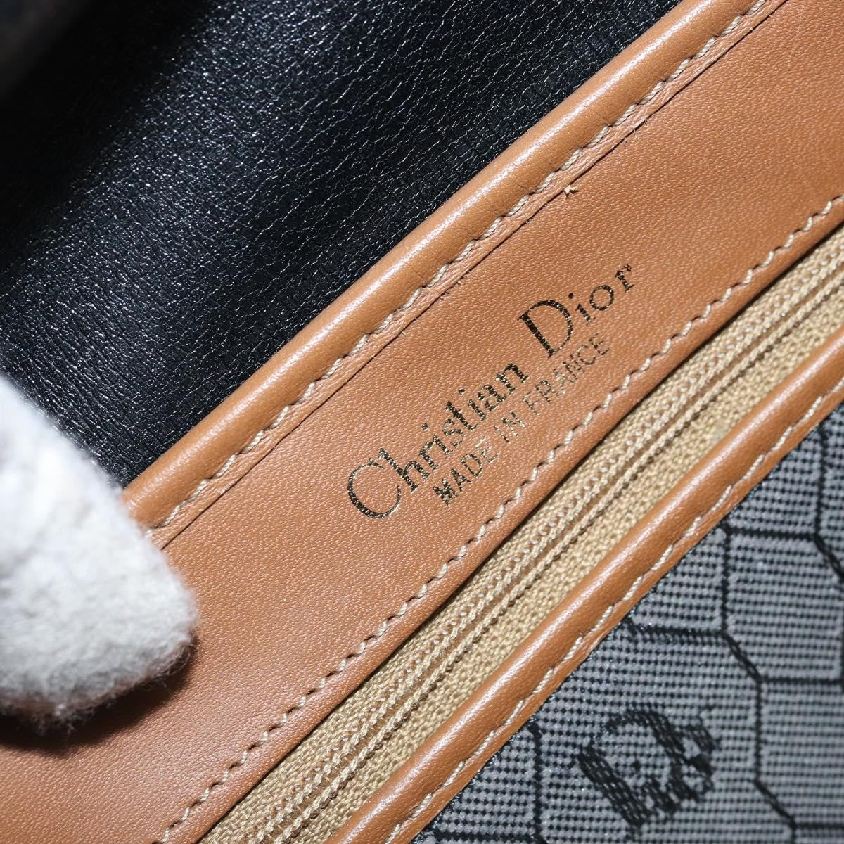 Christian Dior Vintage Honeycomb Flap Crossbody Bag Canvas And Leather Black Canvas Shoulder Bag Bag (Pre-Owned)
