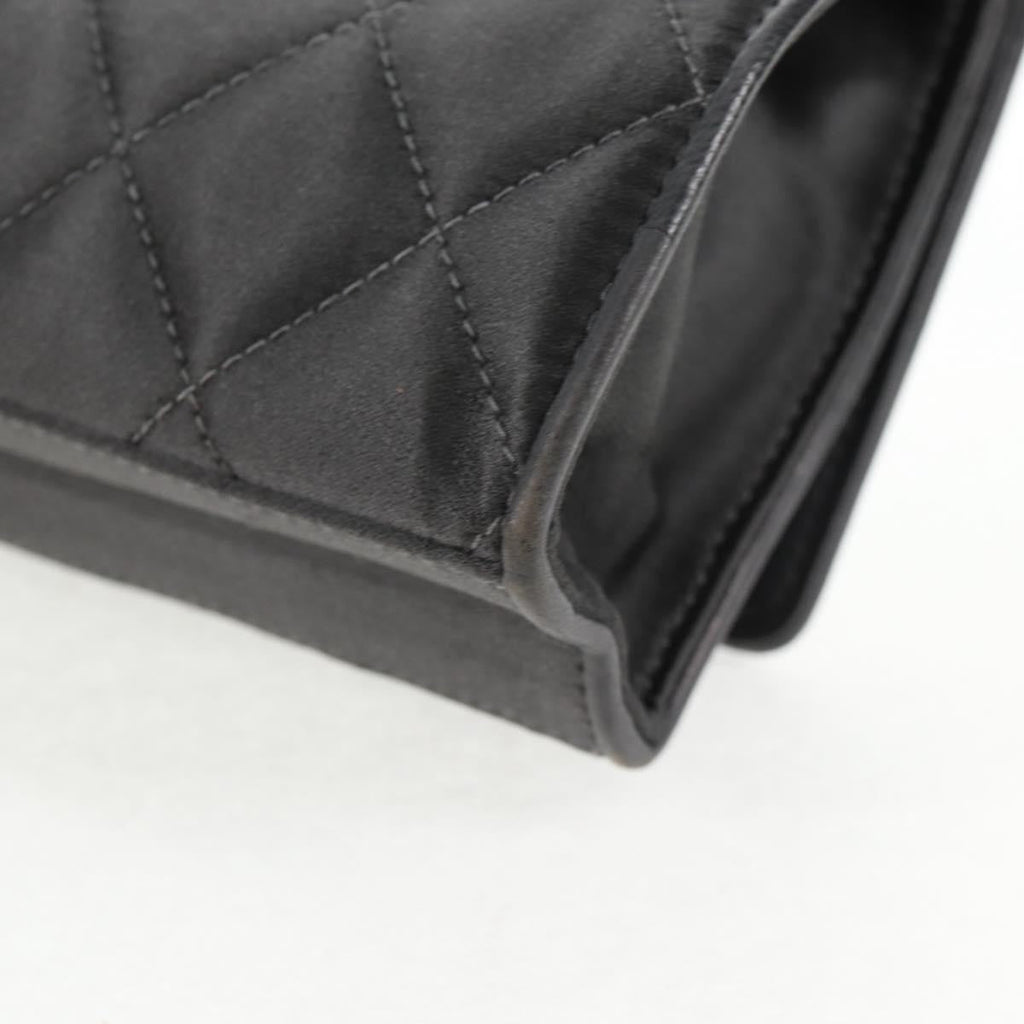 Chanel Vintage Camellia Flap Bag Satin Gray Satin Clutche & Pouche Bag
