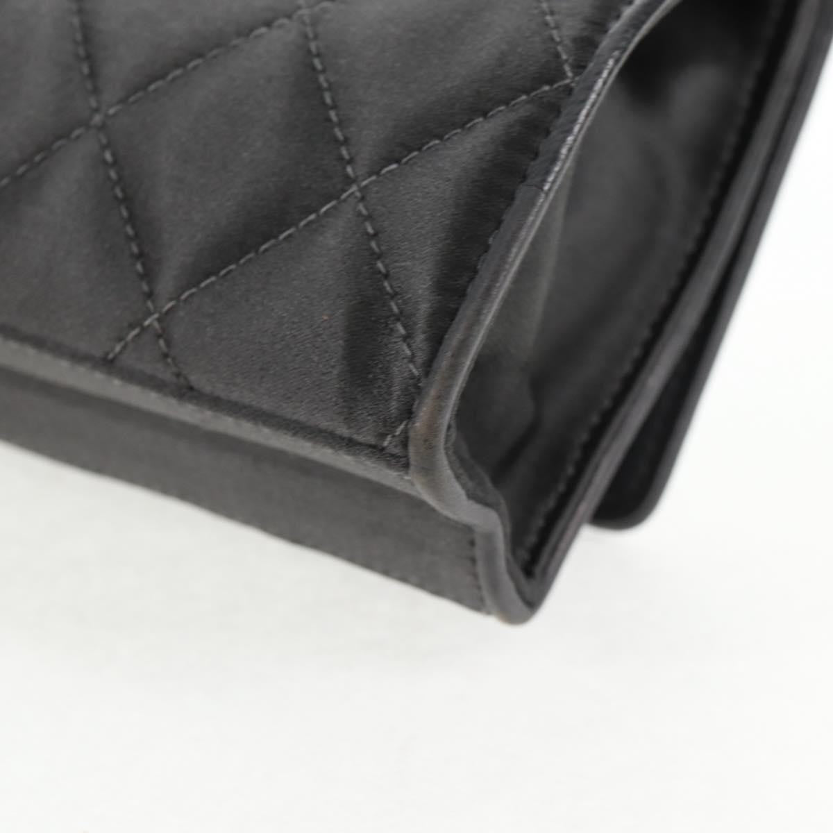 Chanel Vintage Camellia Flap Bag Satin Gray Satin Clutche & Pouche Bag