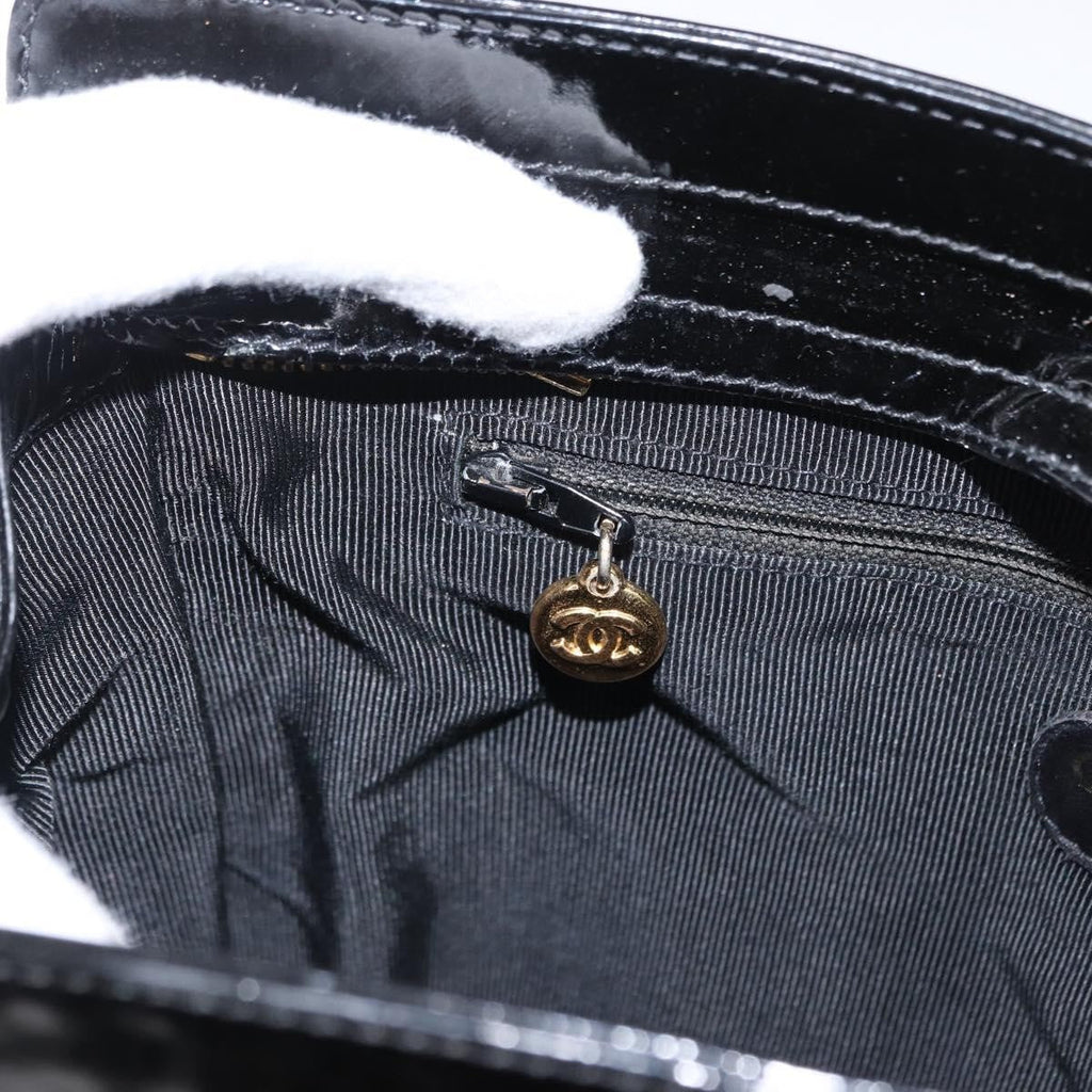 Chanel Vintage Timeless Chain Shoulder Bag Patent Black Patent_Leather Shoulder Bag Bag