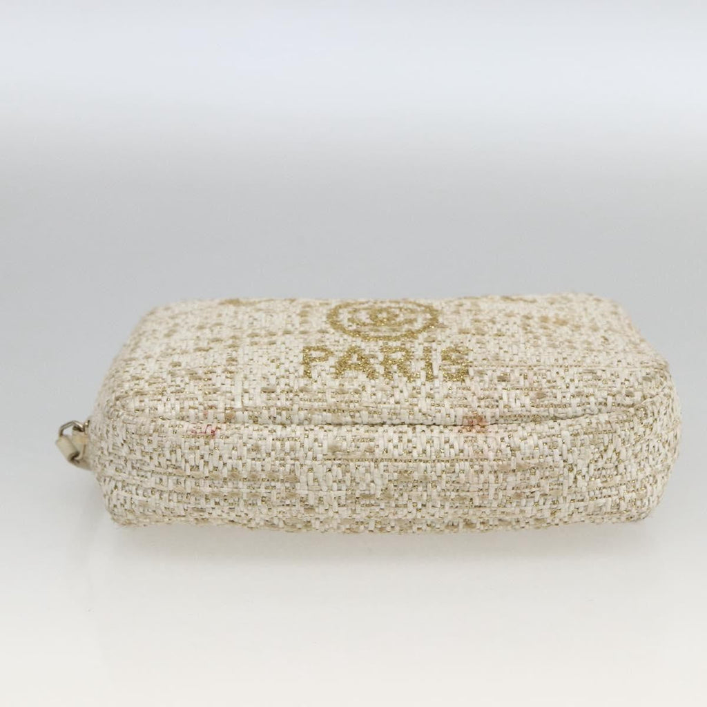 Chanel Deauville Curvy Cosmetic Pouch Tweed Gold Tweed Clutche & Pouche Bag