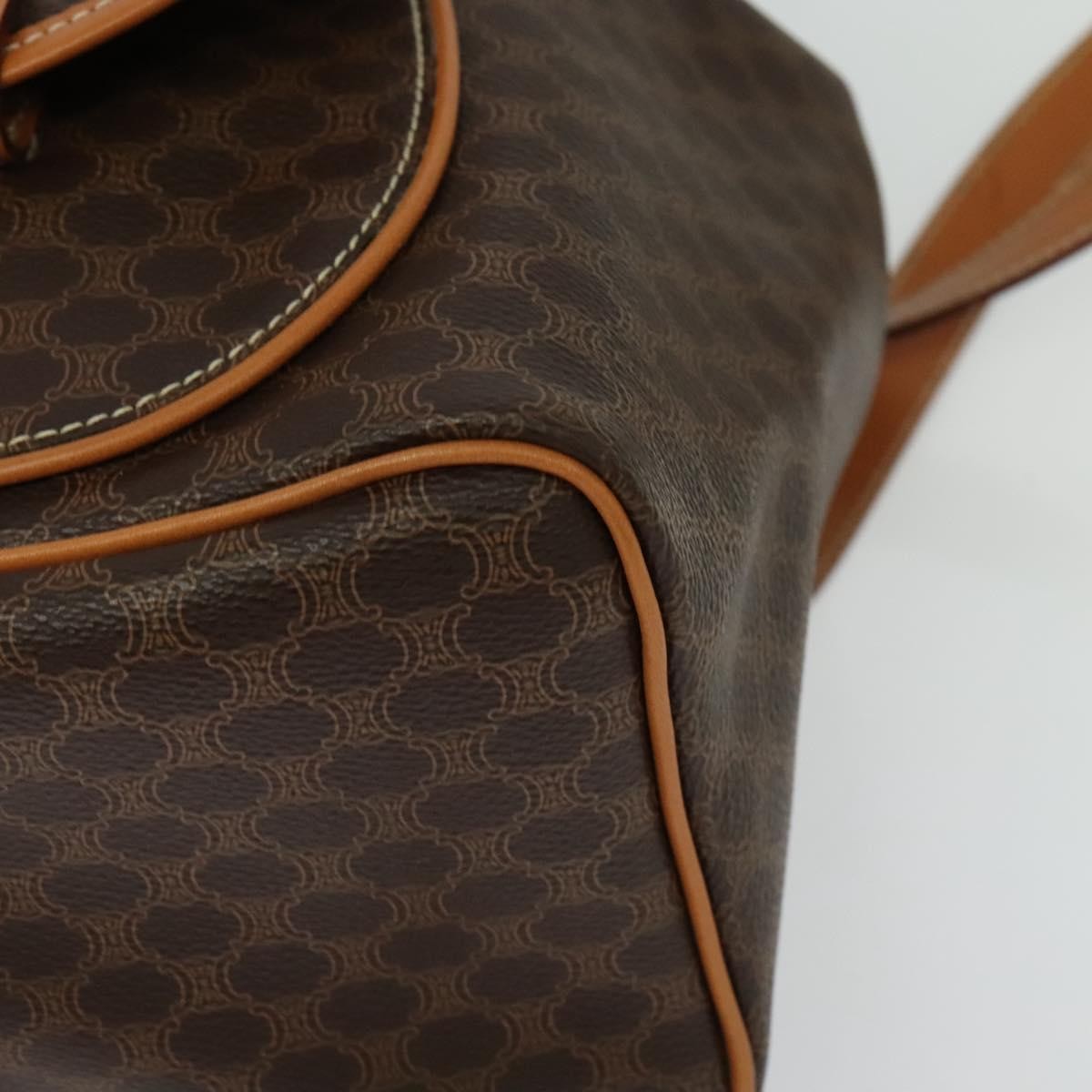 Celine Vintage Macadam Backpack Canvas And Leather Brown Pvc Backpack Bag