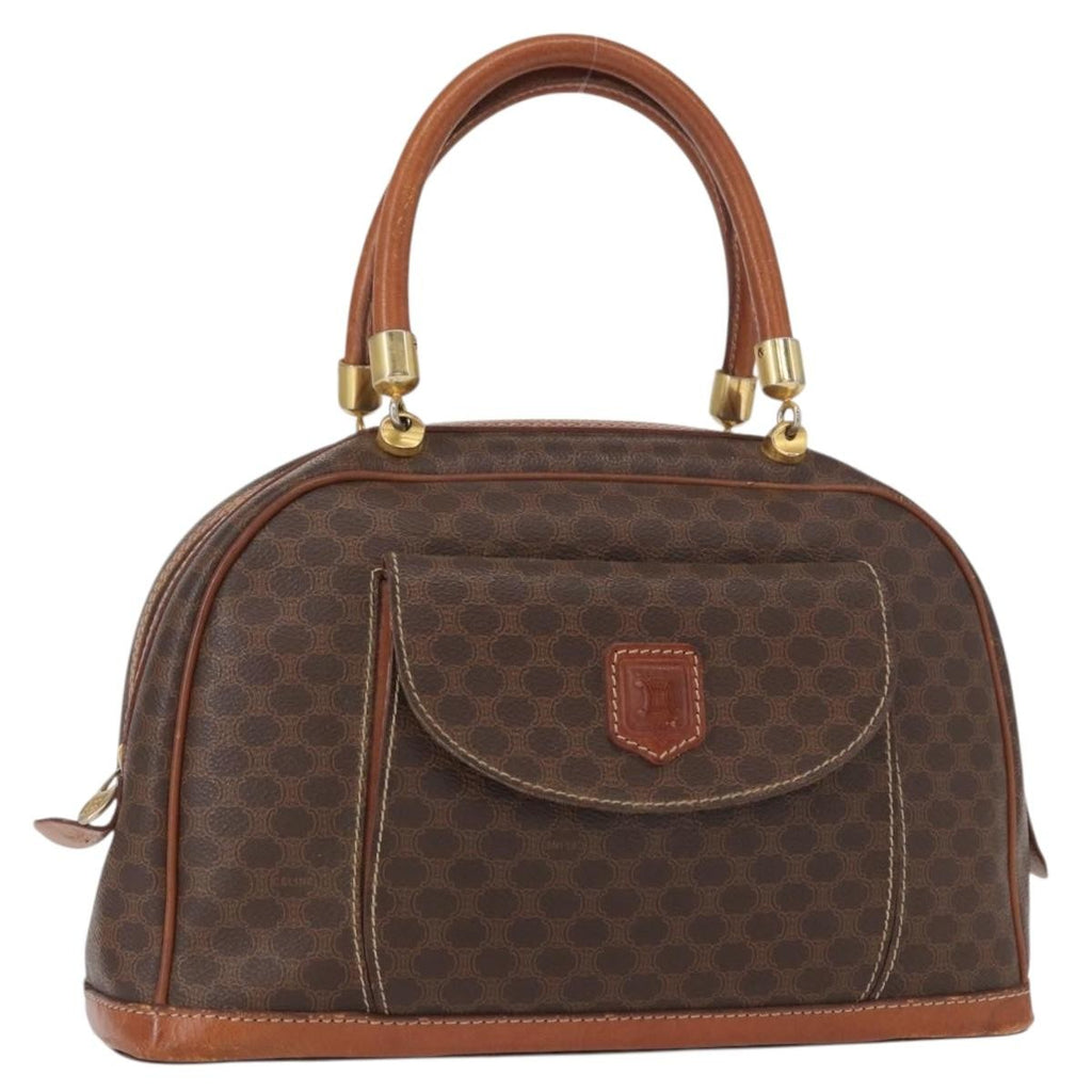 Celine Vintage Macadam Handbag Canvas And Leather Brown Canvas Handbag