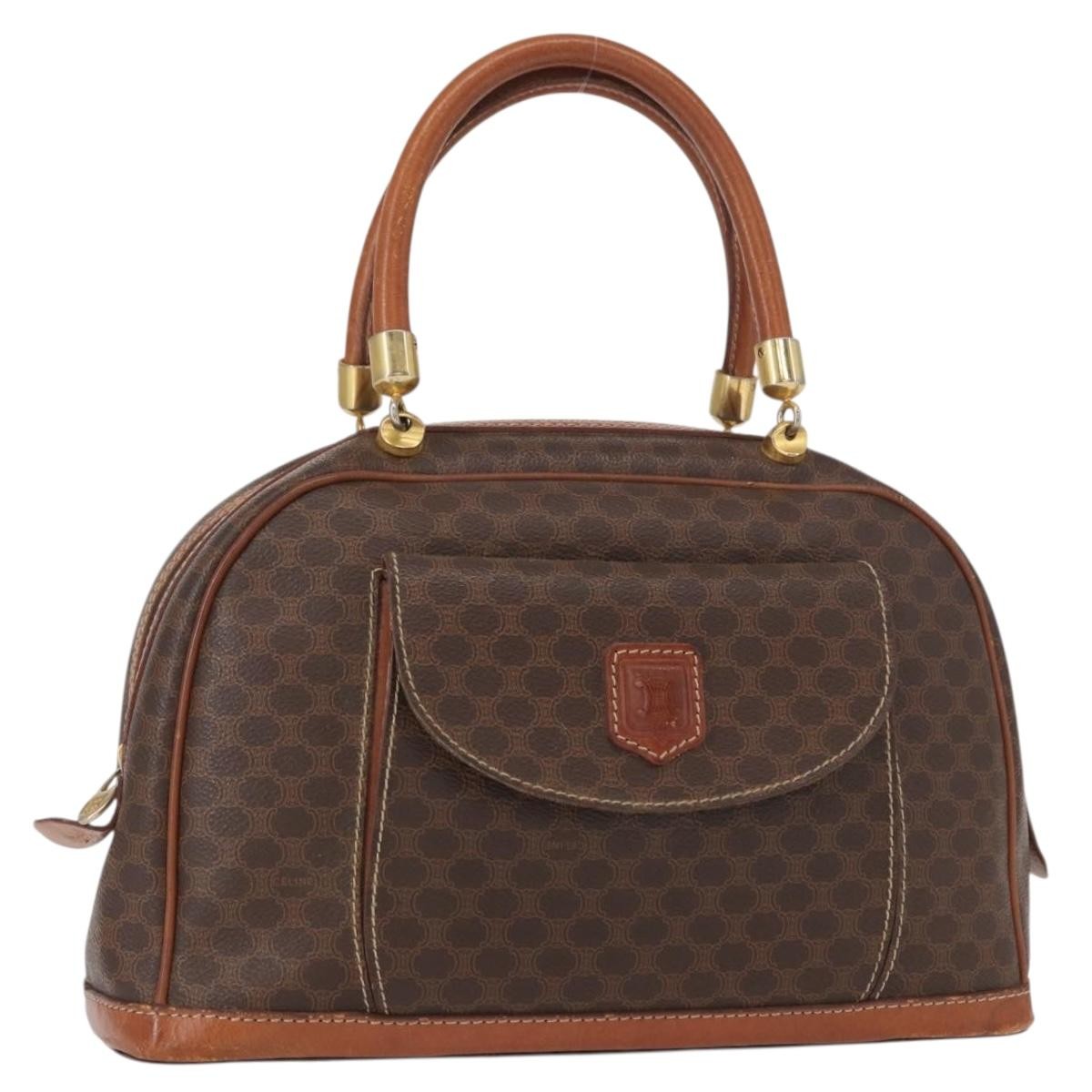 Celine Vintage Macadam Handbag Canvas And Leather Brown Canvas Handbag