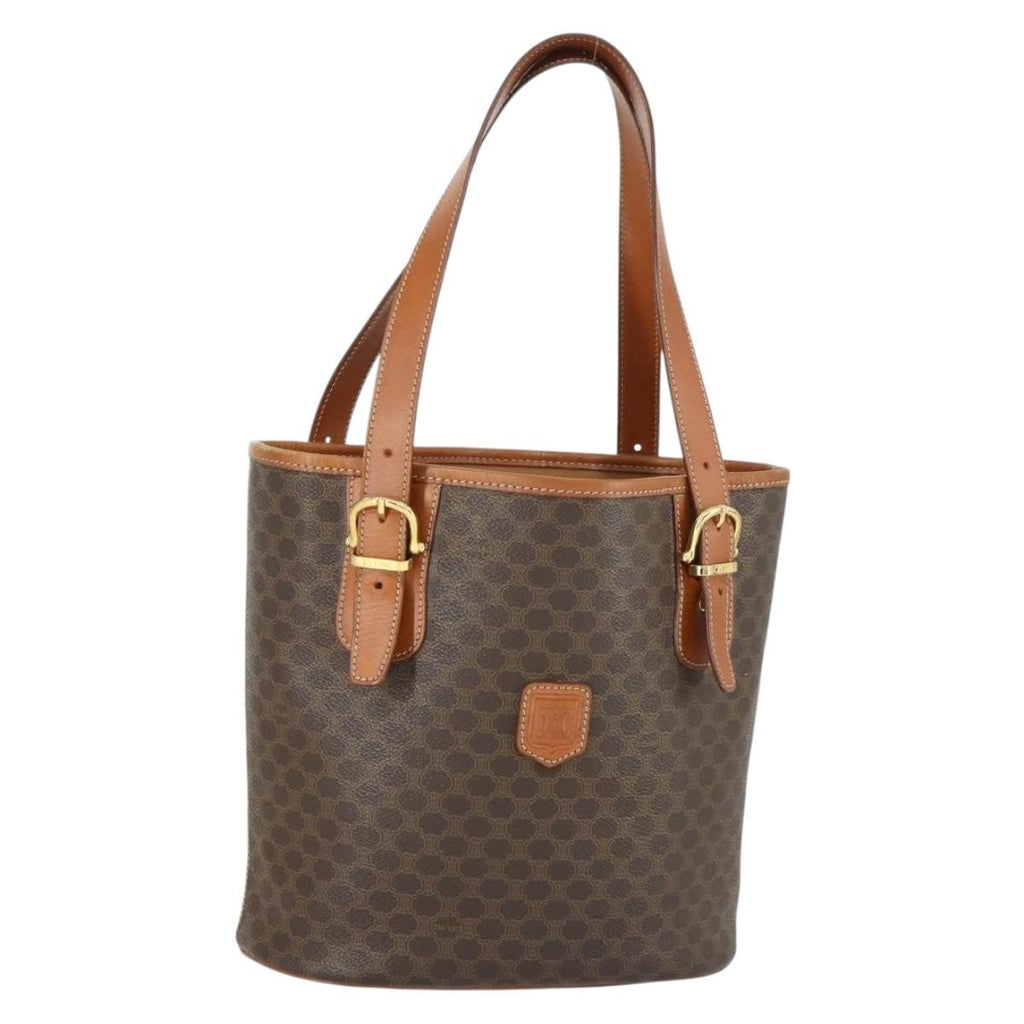Celine Vintage Macadam Tote Bag Canvas And Leather Brown Canvas Handbag