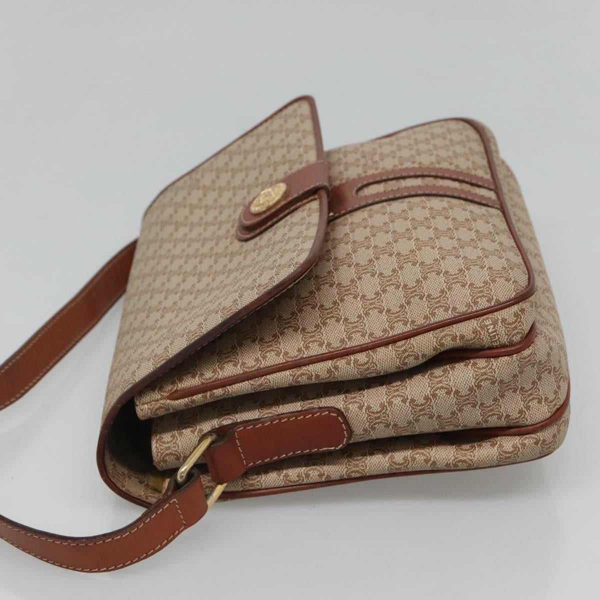 Celine Vintage Macadam Shoulder Bag Canvas And Leather Beige Canvas Shoulder Bag Bag