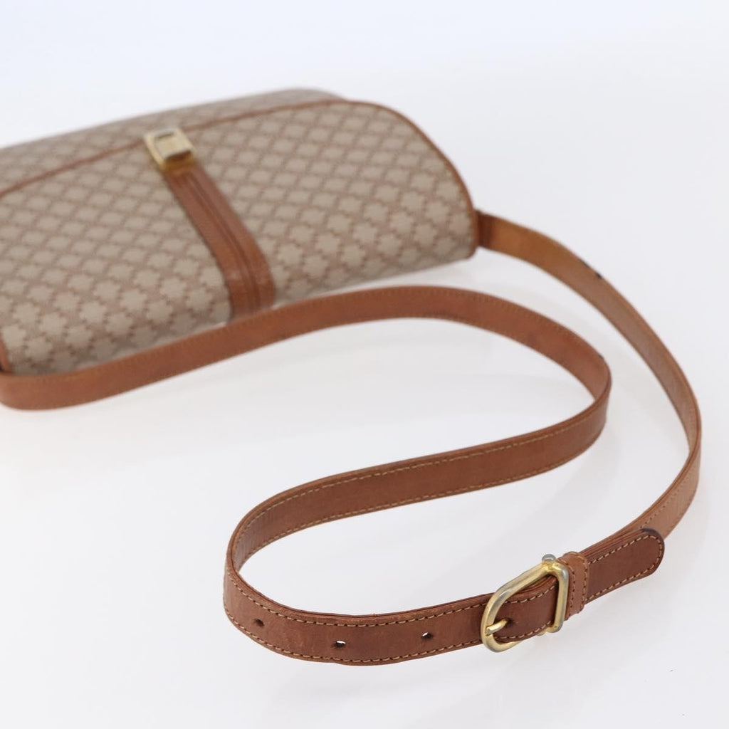 Celine Vintage Macadam Shoulder Bag Canvas And Leather Beige Canvas Shoulder Bag Bag