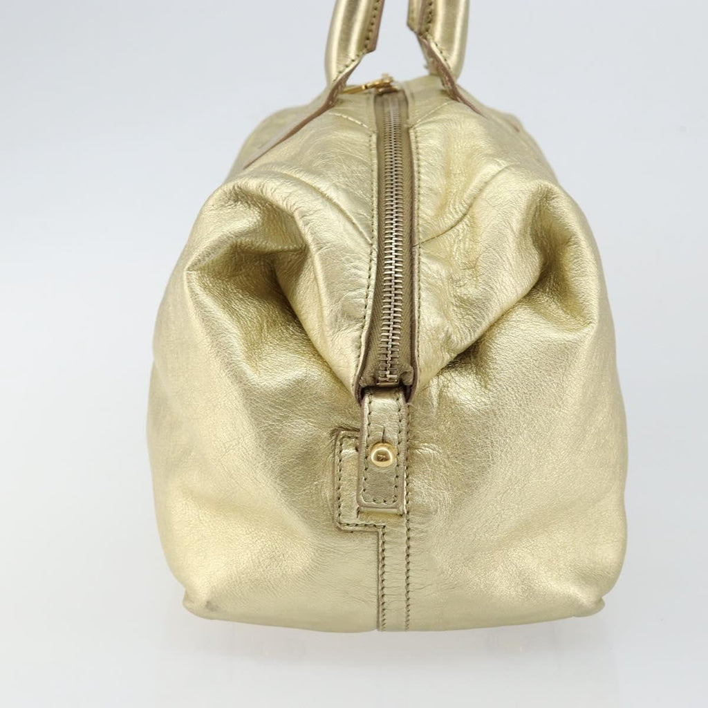 Saint Laurent Easy Y Bag Pebbled Leather Gold Leather Bag (Pre-Owned)