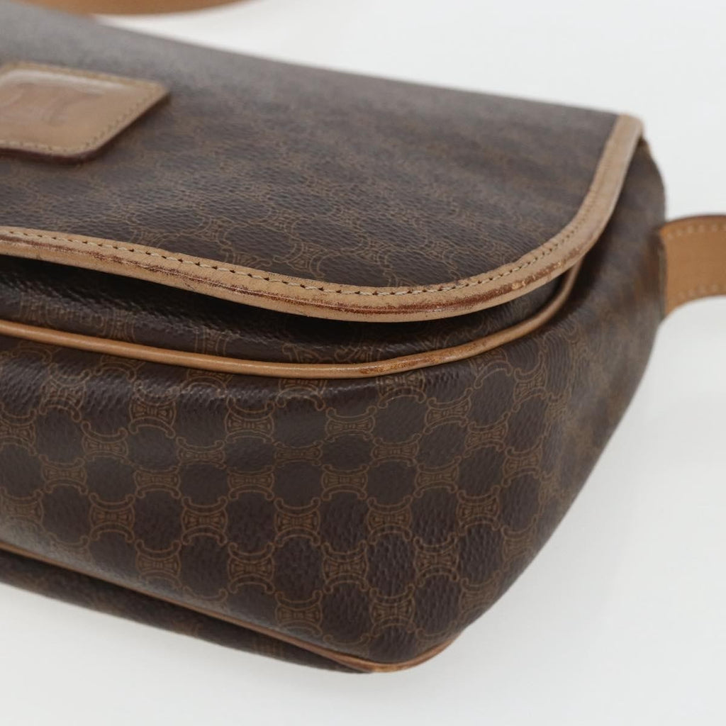 Celine Vintage Macadam Shoulder Bag Canvas And Leather Brown Canvas Shoulder Bag Bag